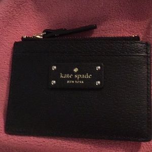 Kate Spade black leather coin purse/card case NWT